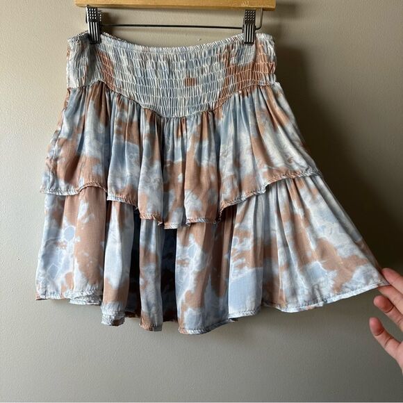 Shop Sofia Made In Italy Smocked Tiered Tie-Dye Boho Ruffle Skirt $110 MSRP OS - Picture 2 of 8